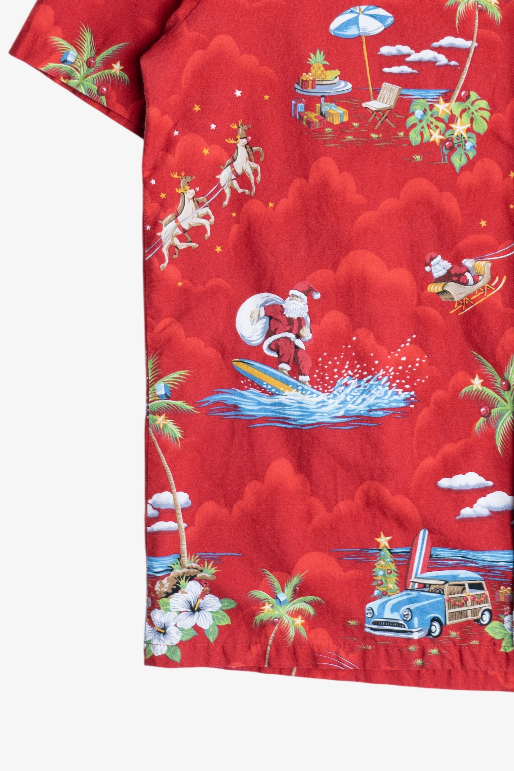 Santa & Reindeer Hawaiian Button Up Shirt (2010s)