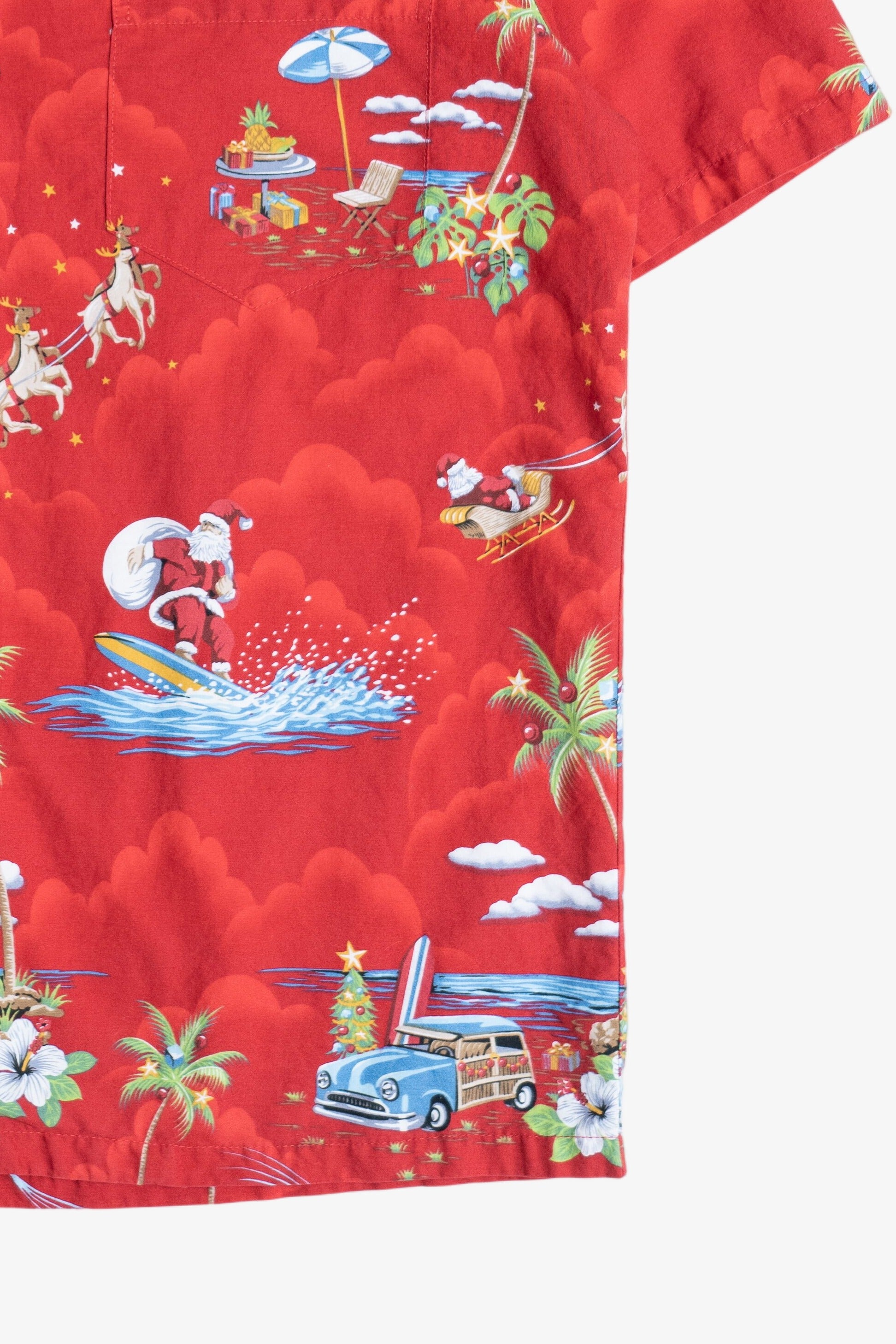 Santa & Reindeer Hawaiian Button Up Shirt (2010s)