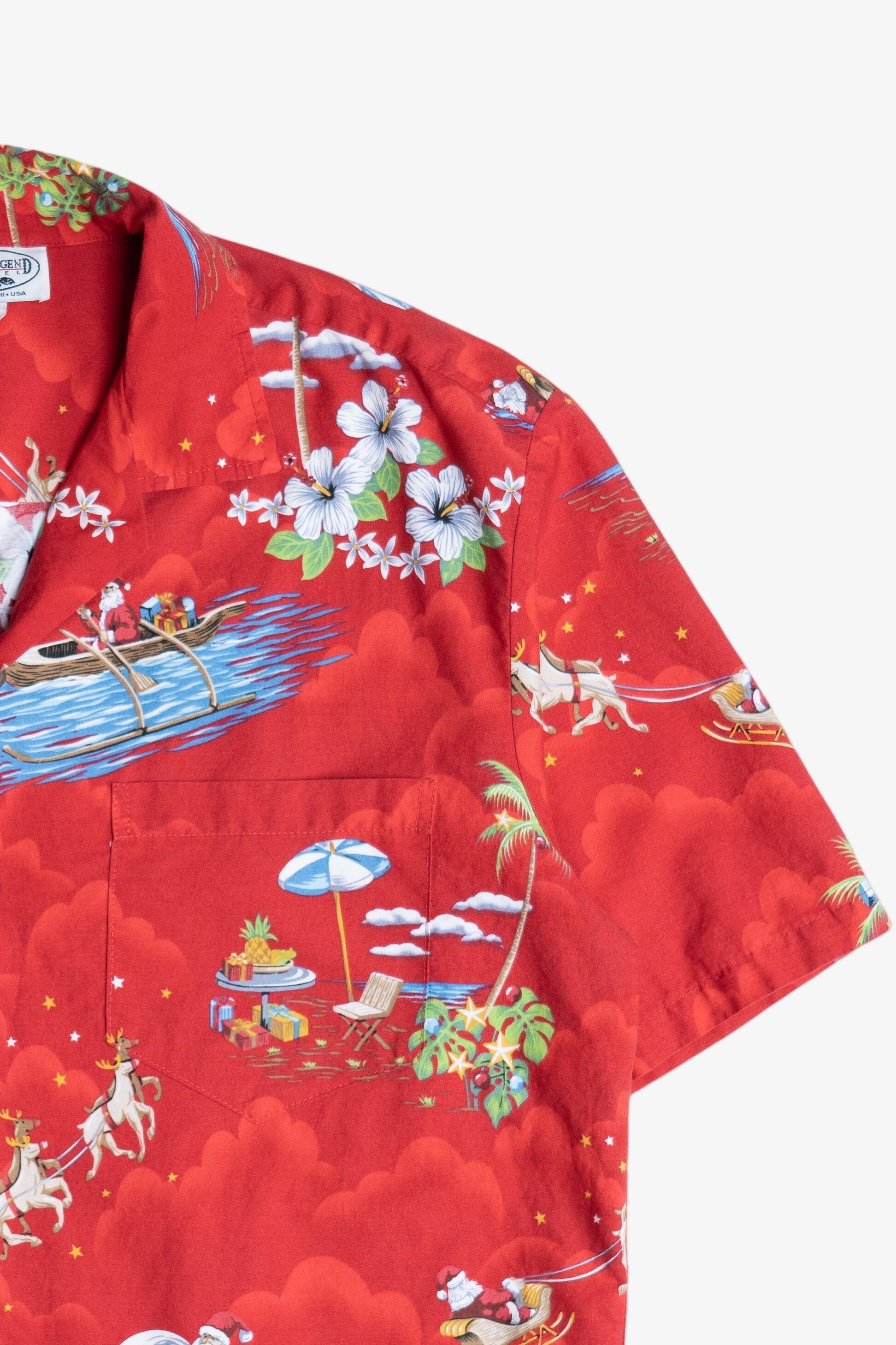 Santa & Reindeer Hawaiian Button Up Shirt (2010s)