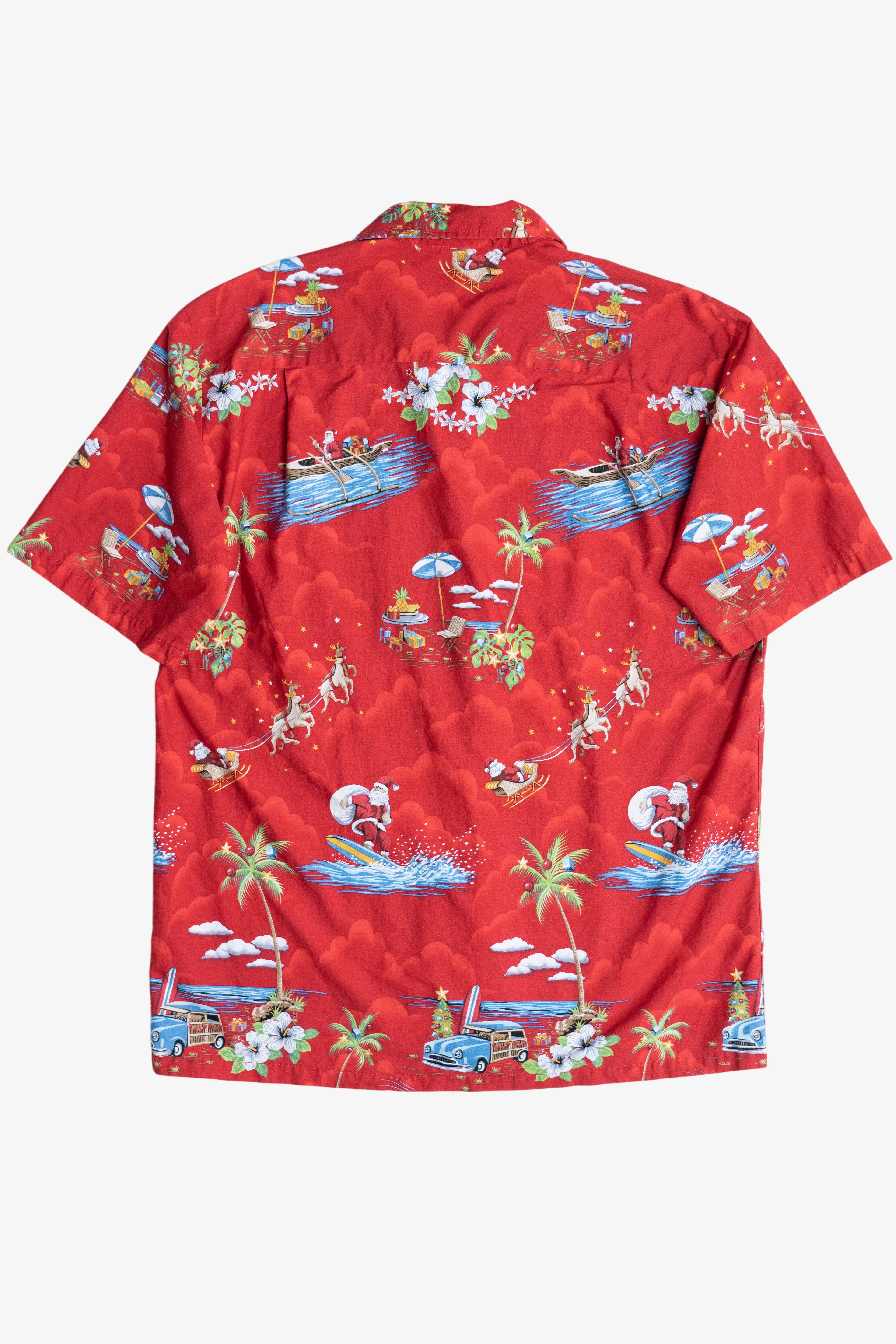 Santa & Reindeer Hawaiian Button Up Shirt (2010s)