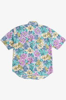 Vintage Floral Leopard Print Cotton Hawaiian Button Up (1980s)