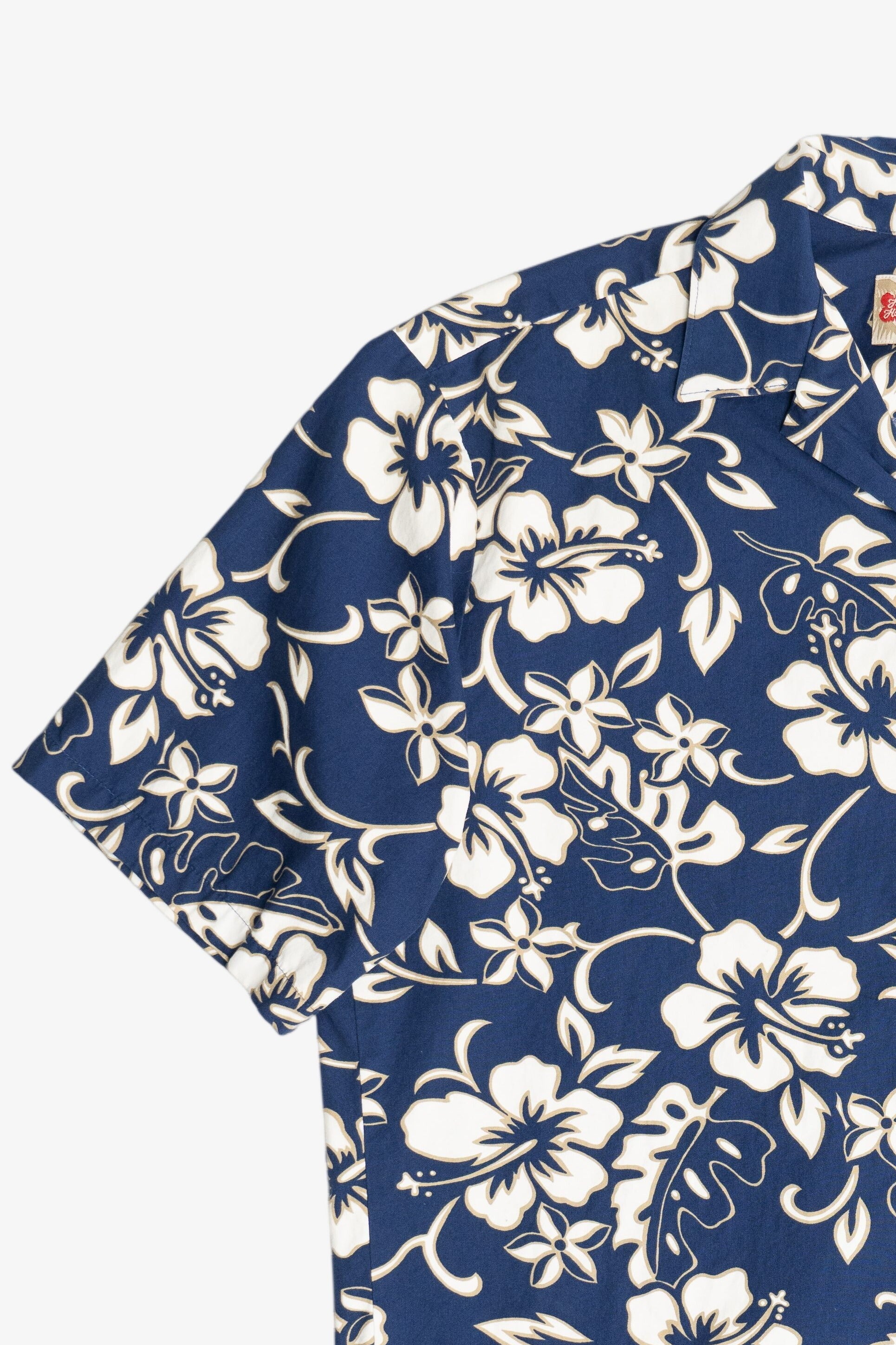 Vintage Hilo Hattie Navy Hibiscus Hawaiian Button Up Shirt (2000s)