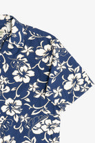 Vintage Hilo Hattie Navy Hibiscus Hawaiian Button Up Shirt (2000s)