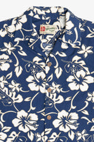 Vintage Hilo Hattie Navy Hibiscus Hawaiian Button Up Shirt (2000s)