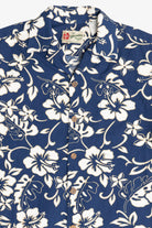Vintage Hilo Hattie Navy Hibiscus Hawaiian Button Up Shirt (2000s)