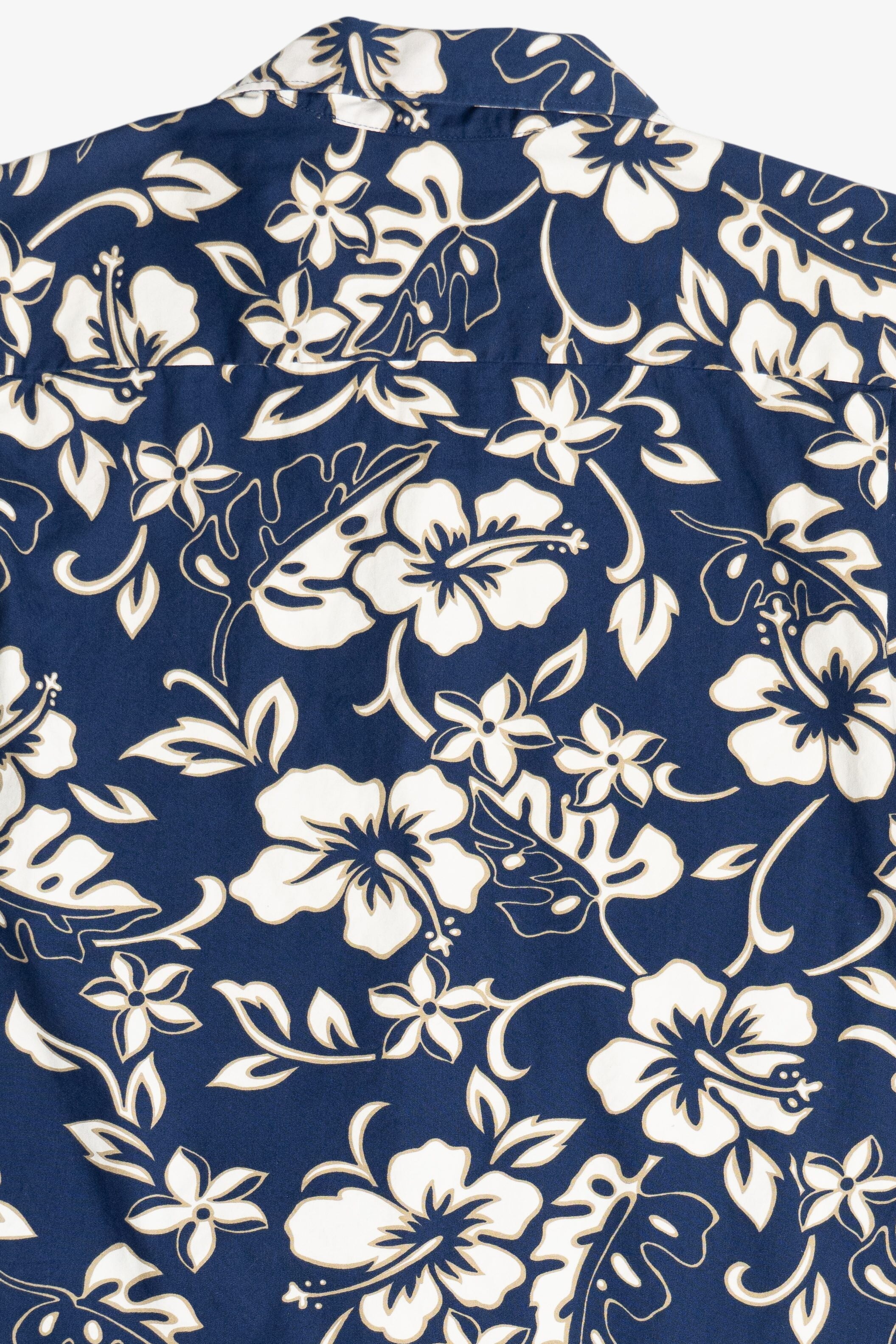 Vintage Hilo Hattie Navy Hibiscus Hawaiian Button Up Shirt (2000s)