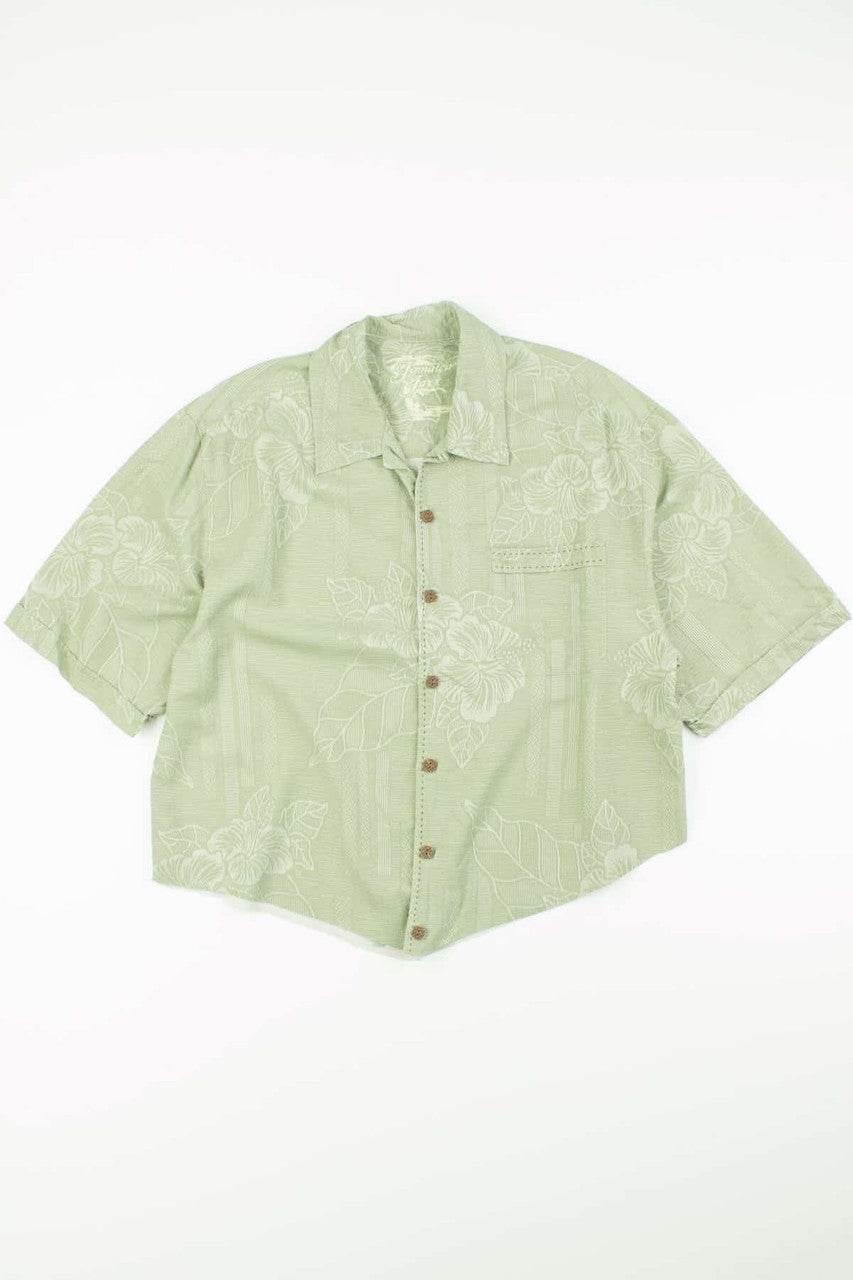 V Cropped Jaccard Floral Print Hawaiian Shirt