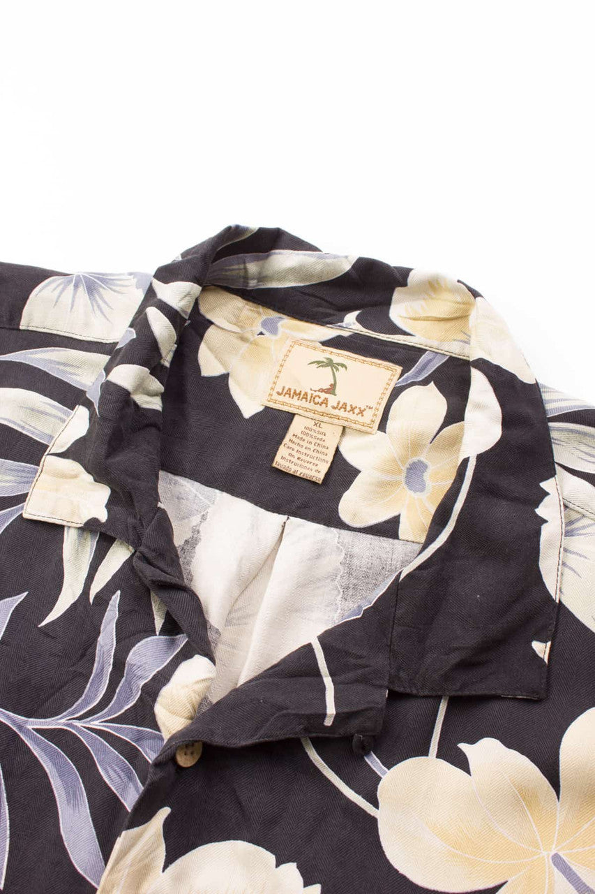 Silk Cropped Floral Hawaiian Shirt