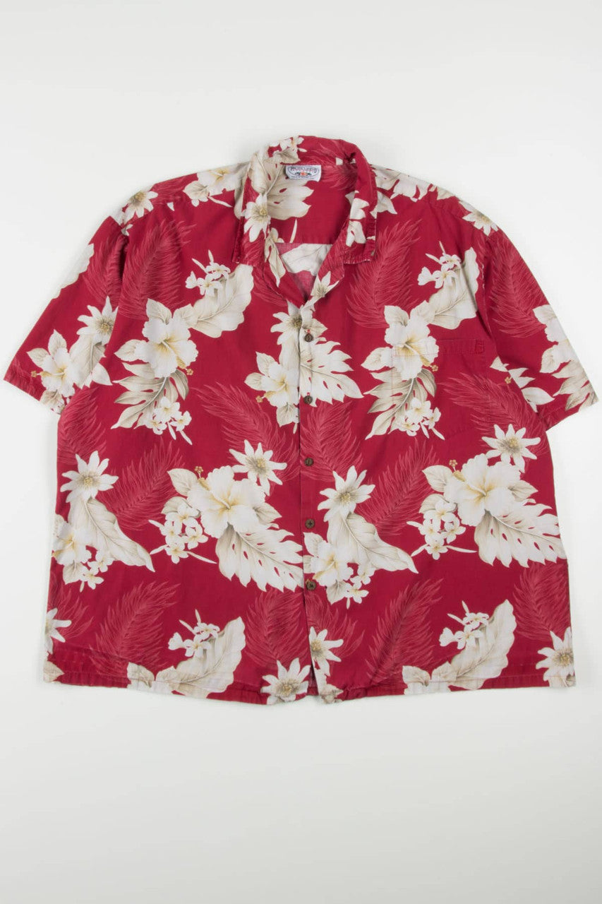 Distressed Red Floral Hawaiian Shirt 1972