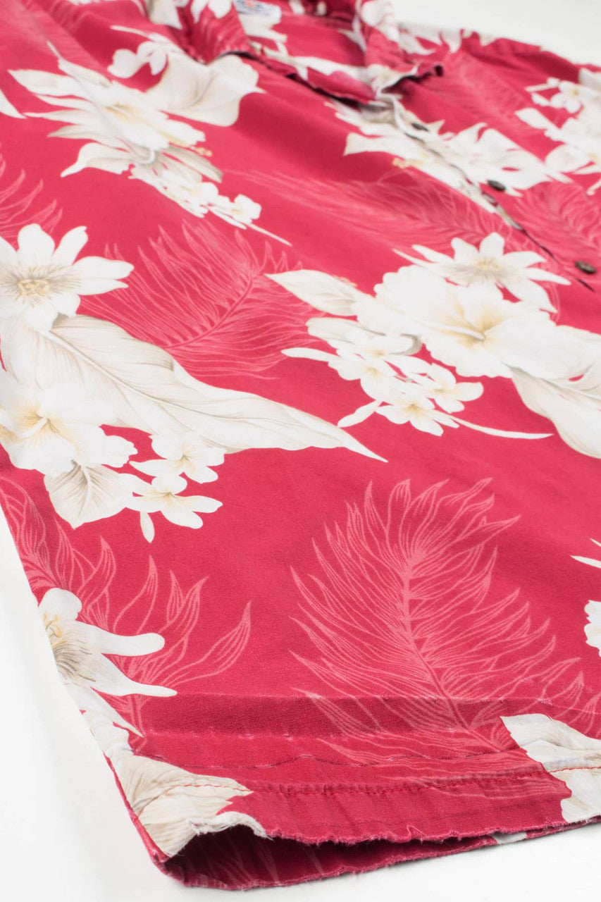 Distressed Red Floral Hawaiian Shirt 1972