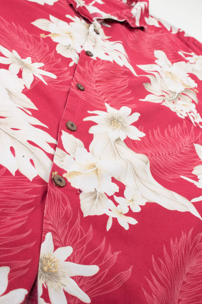 Distressed Red Floral Hawaiian Shirt 1972