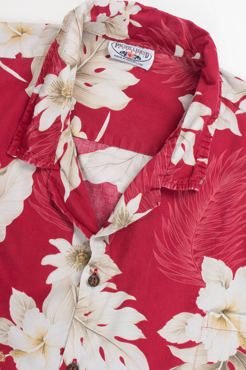Distressed Red Floral Hawaiian Shirt 1972
