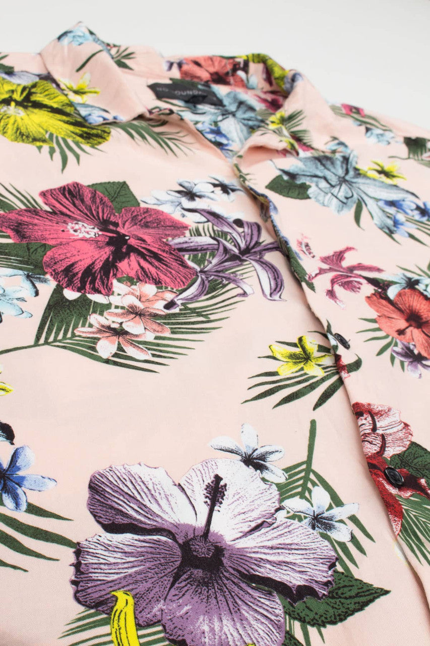 Vintage Pink Floral Hawaiian Shirt 1980