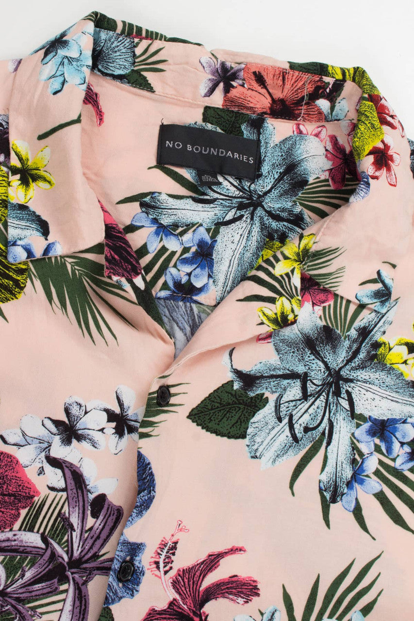 Vintage Pink Floral Hawaiian Shirt 1980