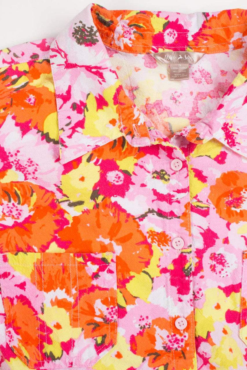 Women's Pink Floral Hawaiian Shirt 1999