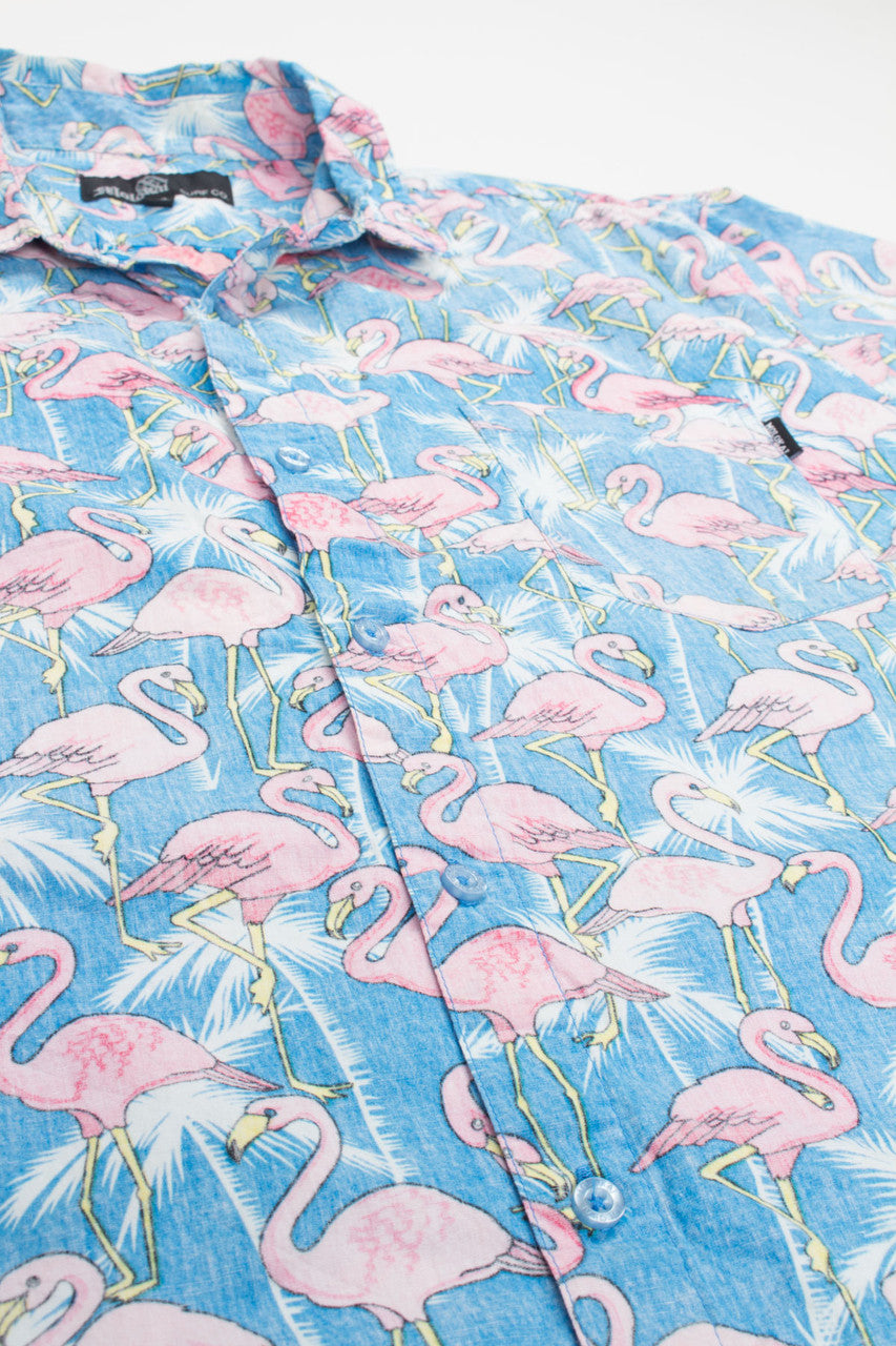 Vintage Flamingo Hawaiian Button Up Shirt 2002