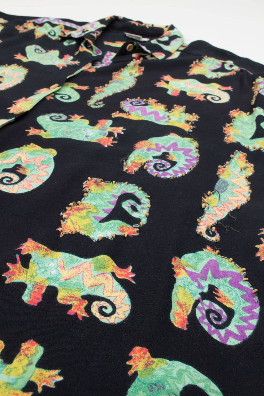 Vintage Beaded Alligator Hawaiian Shirt (1990s)