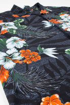 Vintage Black Hibiscus Hawaiian Shirt 2038