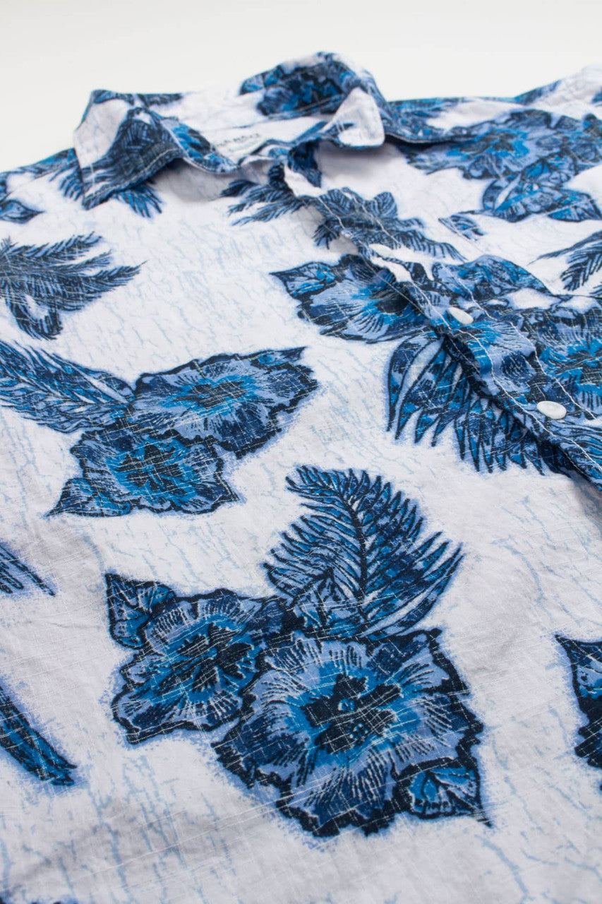 Vintage Crackle Hibiscus Hawaiian Shirt 2039