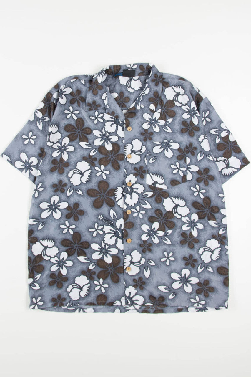 Grey Floral Hawaiian Shirt 2041