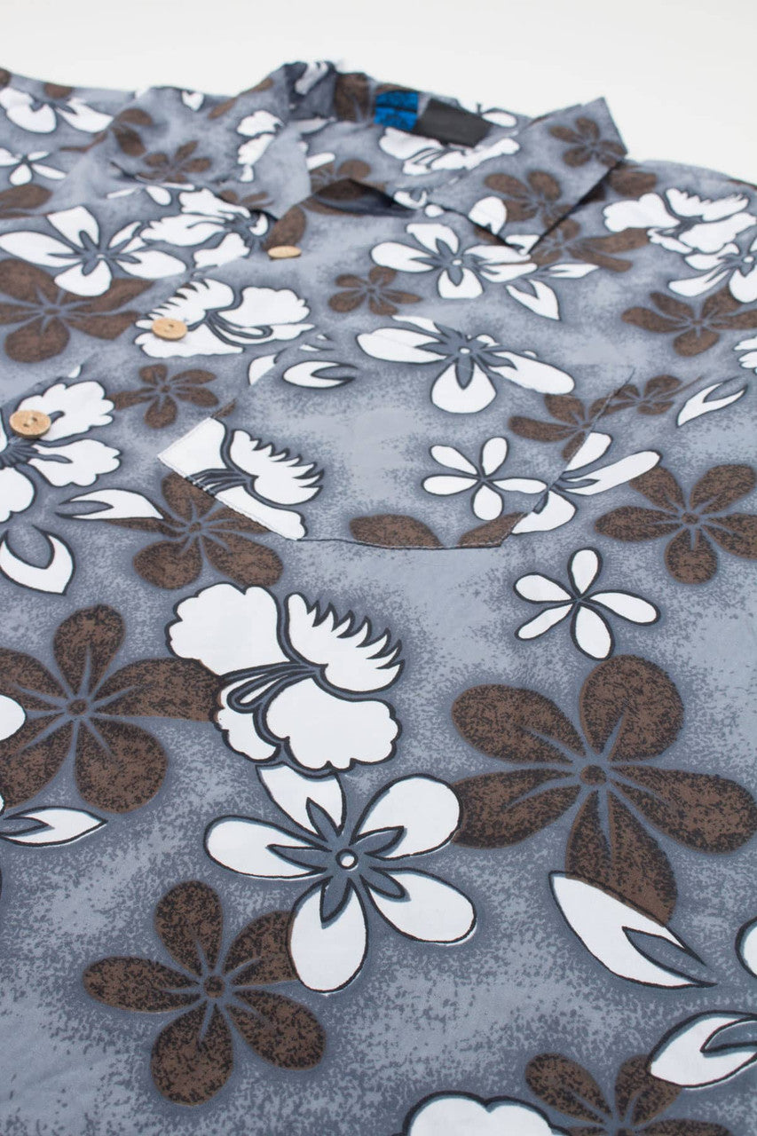 Grey Floral Hawaiian Shirt 2041