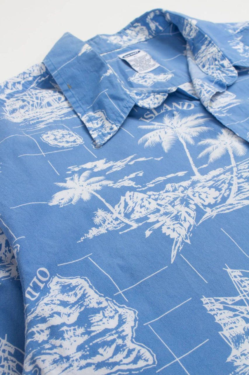 Island Maps Hawaiian Button Up Shirt 2056