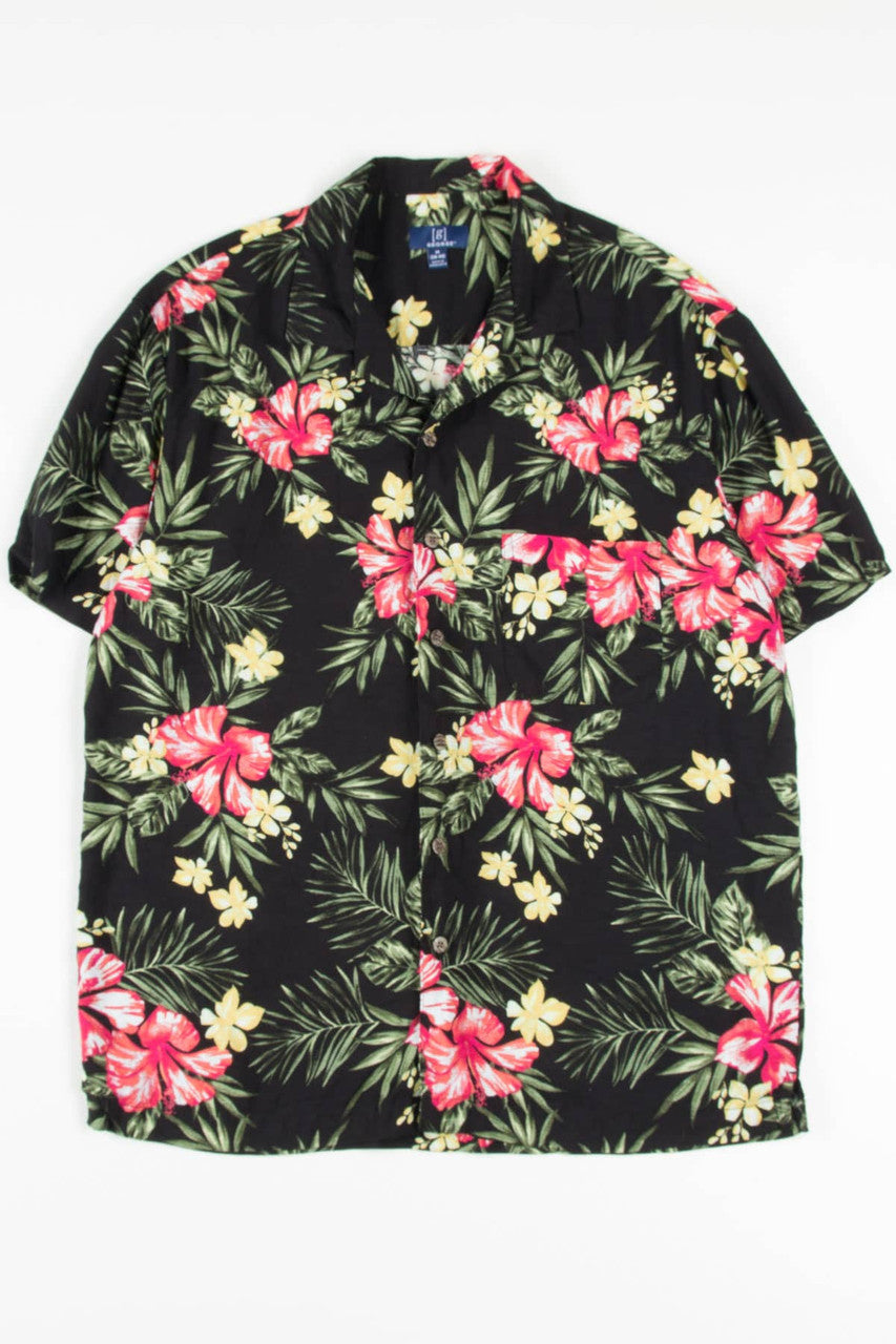 Vintage Black & Pink Hawaiian Shirt 2059