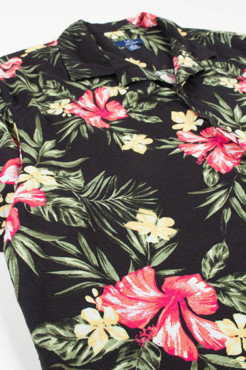 Vintage Black & Pink Hawaiian Shirt 2059