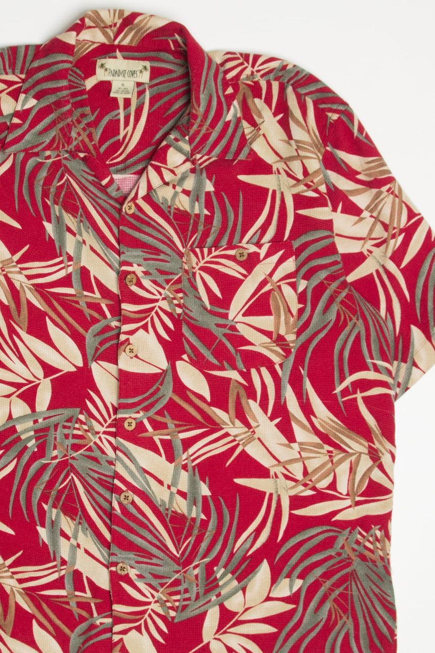 Red Silk Palms Paradise Coves Hawaiian Shirt 2068