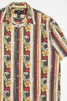 Chocolate Striped Floral Hawaiian Shirt 2078