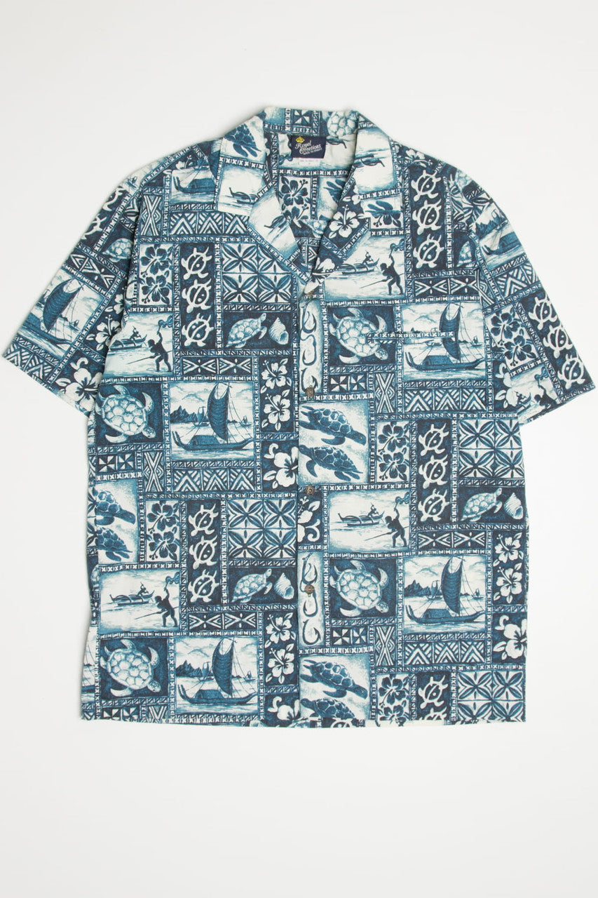 Vintage Turtle Print Royal Creations Hawaiian Shirt 2098