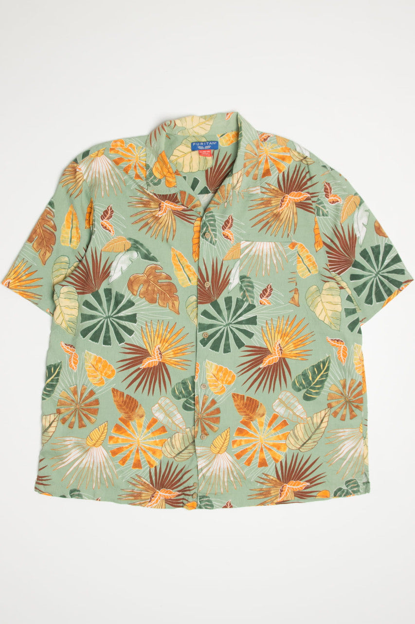 Sage Tropical Leaves Hawaiian Shirt 2104