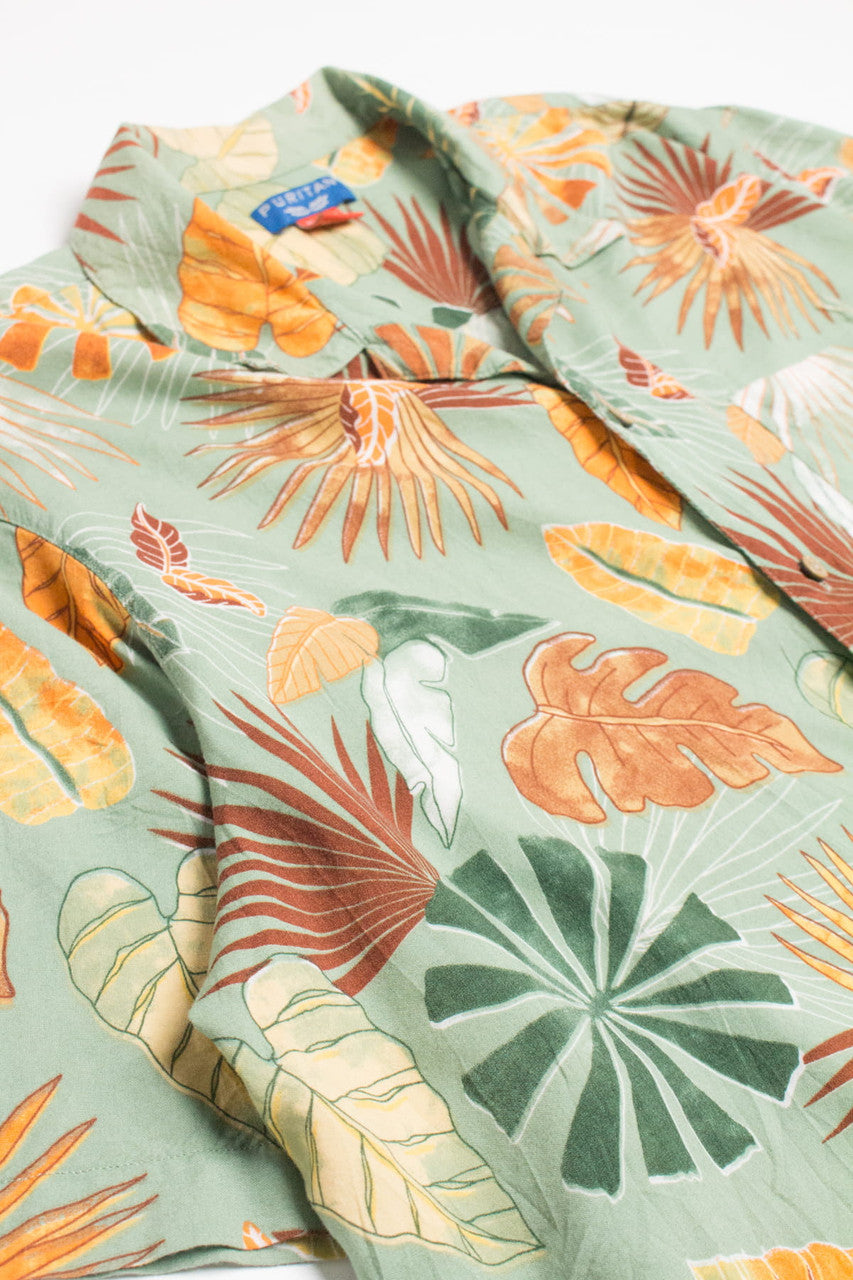 Sage Tropical Leaves Hawaiian Shirt 2104