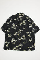 Black Bamboo Linen Blend Hawaiian Shirt 2117
