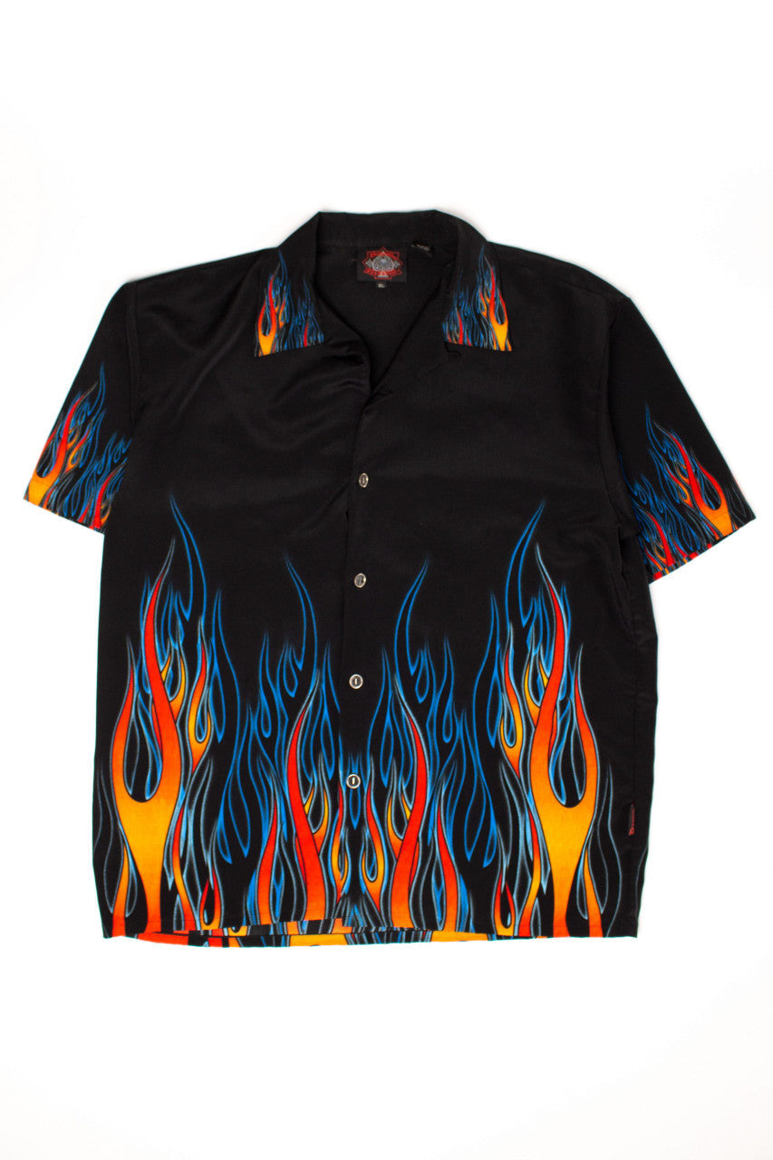 Greg Kretzer's Vintage Black Flames Hawaiian Shirt