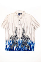 Vintage Blue Flame Dragons Y2K Shirt