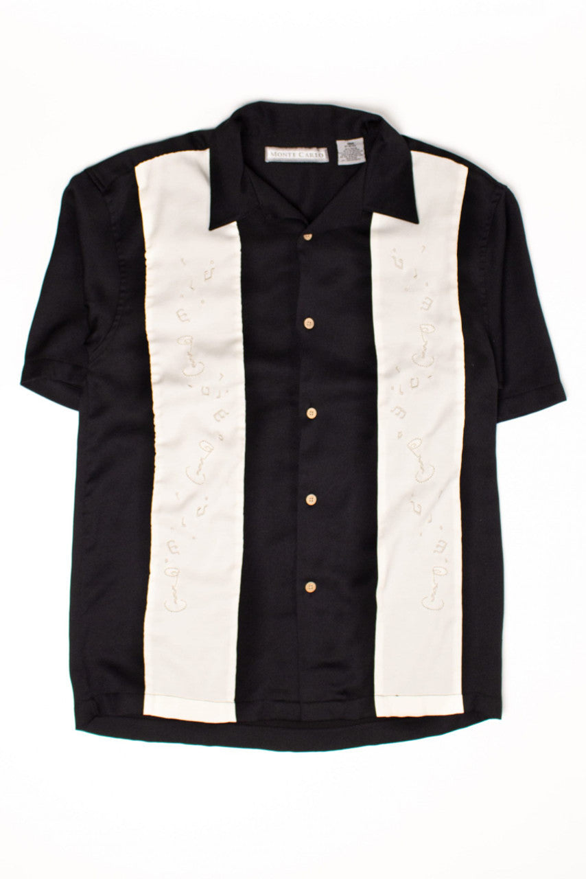 Vintage Music Notes Bowling Shirt