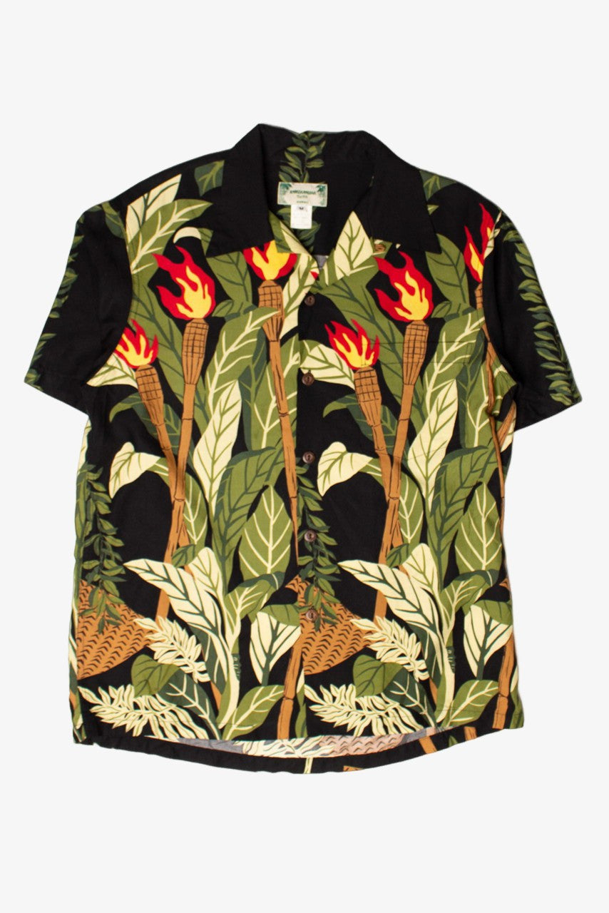 Vintage Tiki Torch Woman Kamehameha Hawaiian Shirt