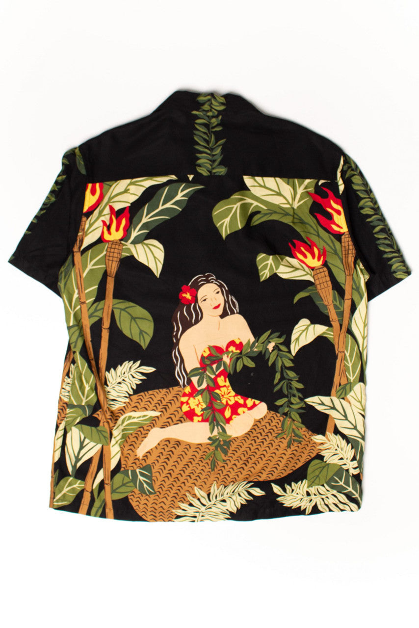 Vintage Tiki Torch Woman Kamehameha Hawaiian Shirt