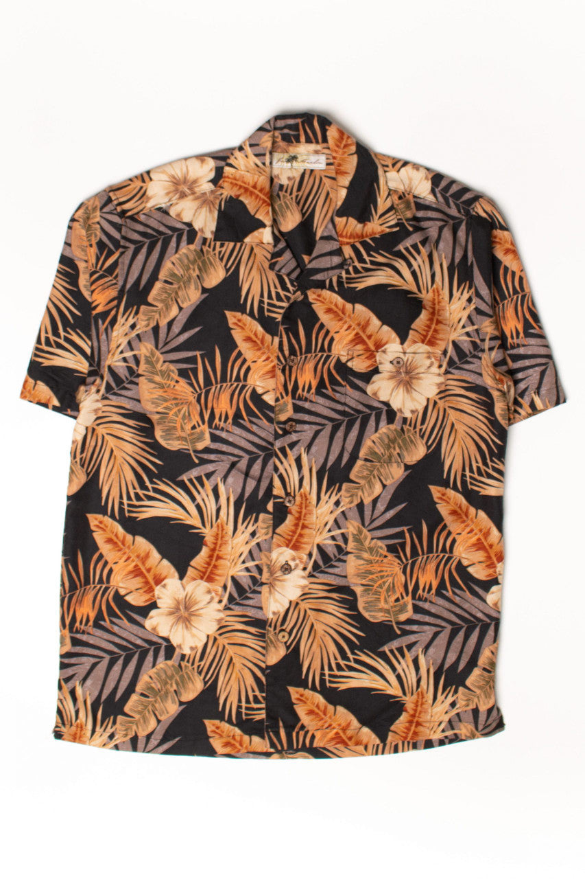 Vintage Gold Floral Leaves Hawaiian Shirt