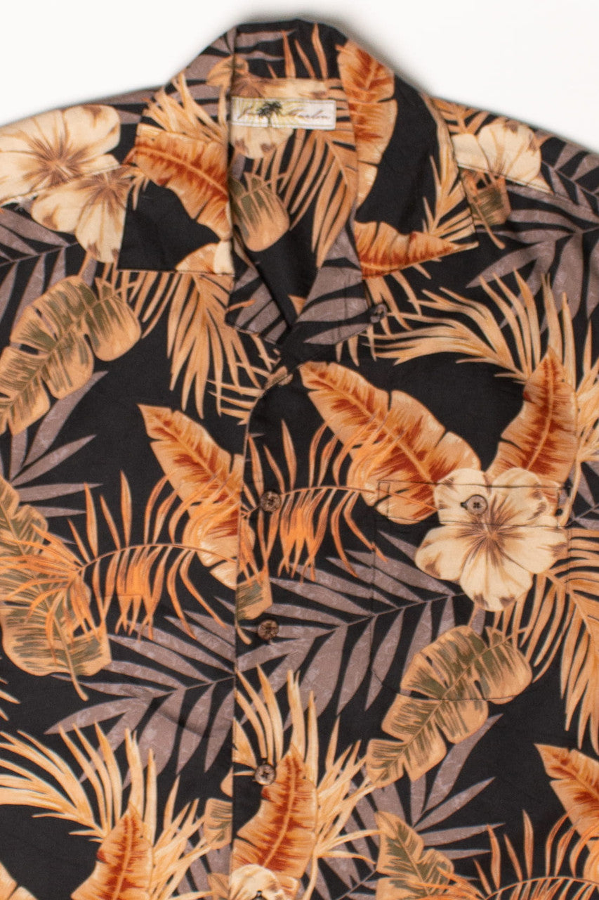 Vintage Gold Floral Leaves Hawaiian Shirt
