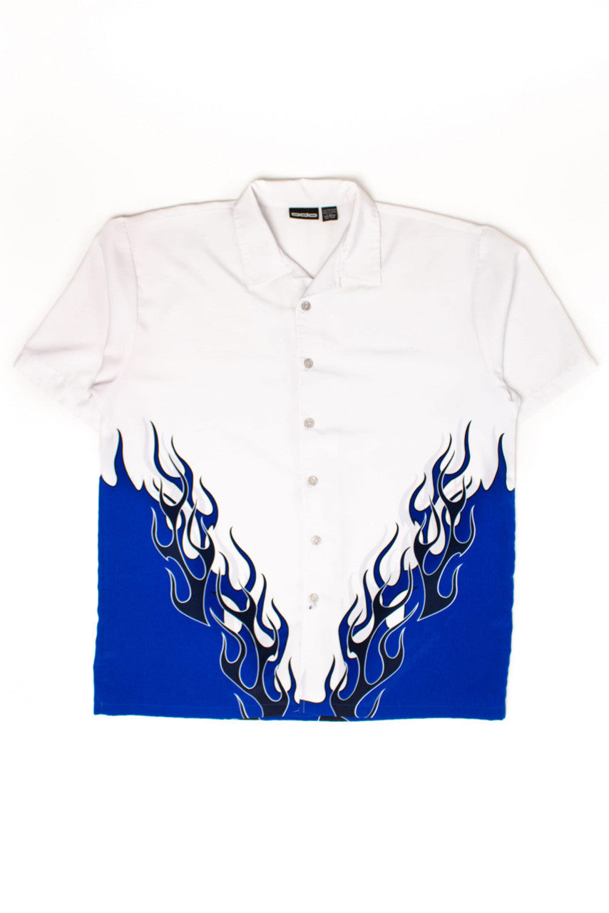 Vintage Blue Flames Y2K Shirt