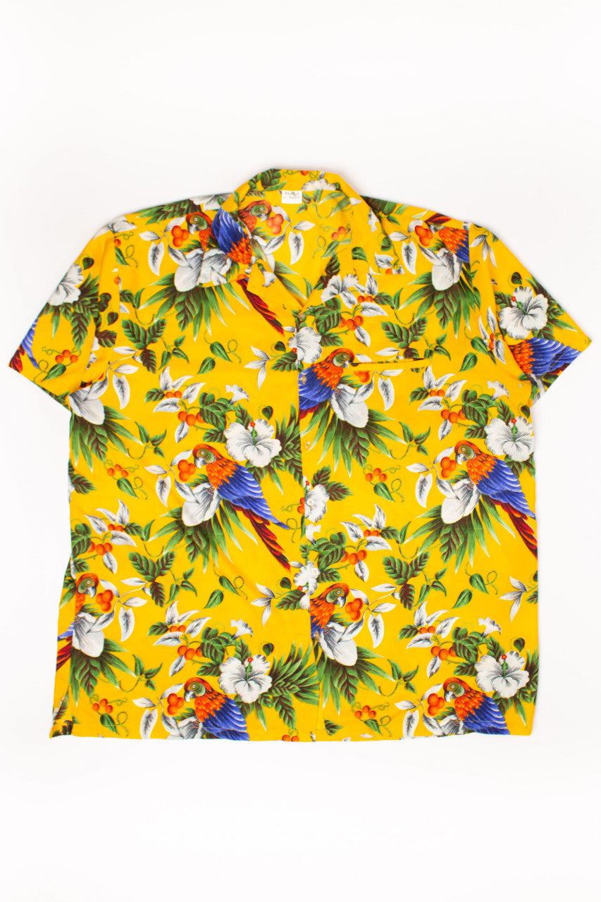 Oversized Yellow Parrots Hawaiian Shirt
