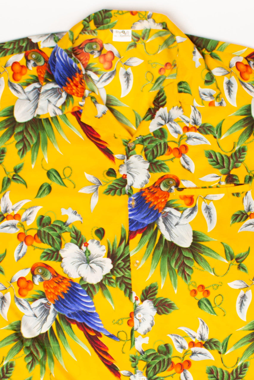 Oversized Yellow Parrots Hawaiian Shirt
