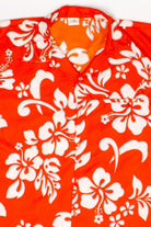Orange Floral Print Hawaiian Shirt