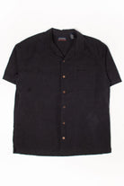 Black Ocean Pacific Leaf Stitch Hawaiian Shirt