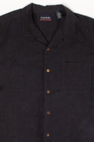 Black Ocean Pacific Leaf Stitch Hawaiian Shirt