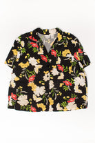 Vintage Black Floral Butterflies Hawaiian Shirt