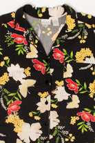 Vintage Black Floral Butterflies Hawaiian Shirt