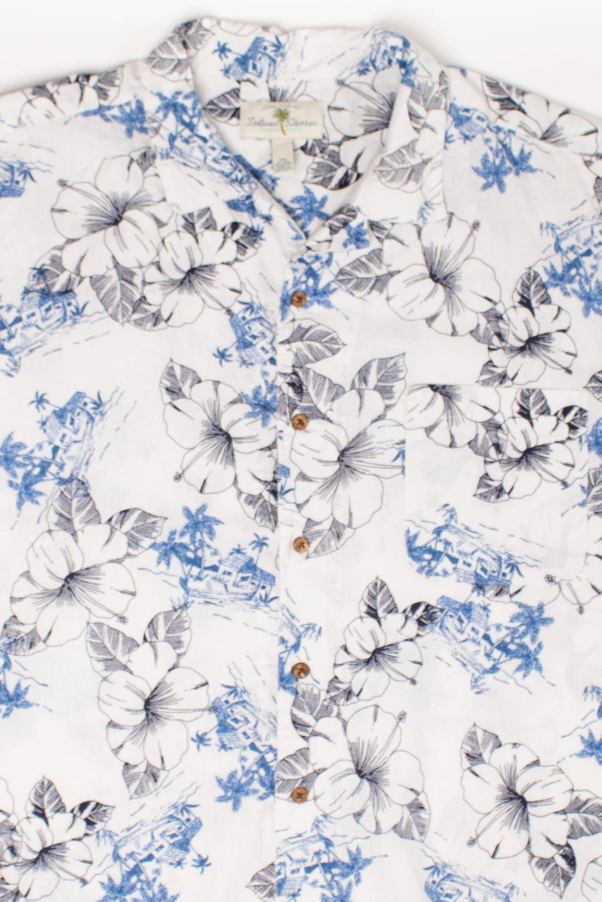 White Floral Hawaiian Shirt